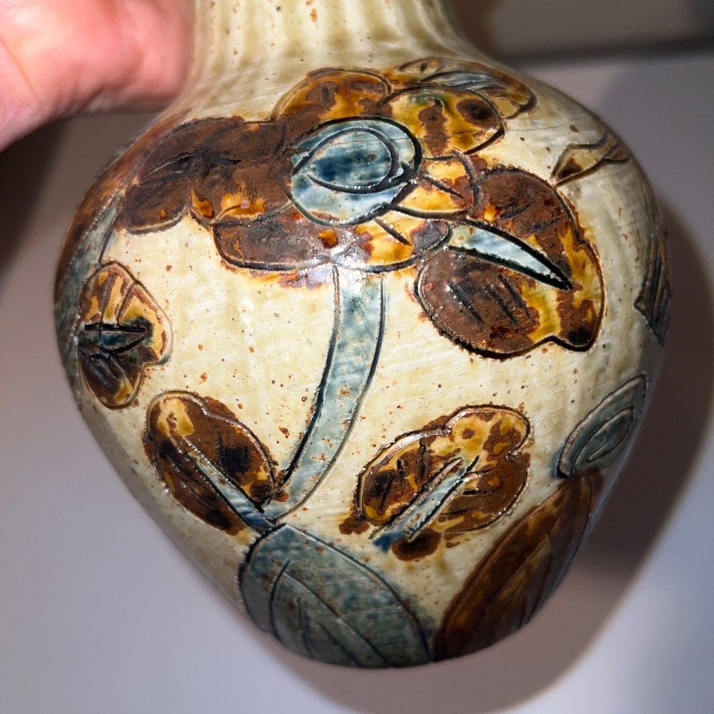 Vintage ОМС Otagiri Japan Stoneware Vase Bird Themed - Picture 12 of 13